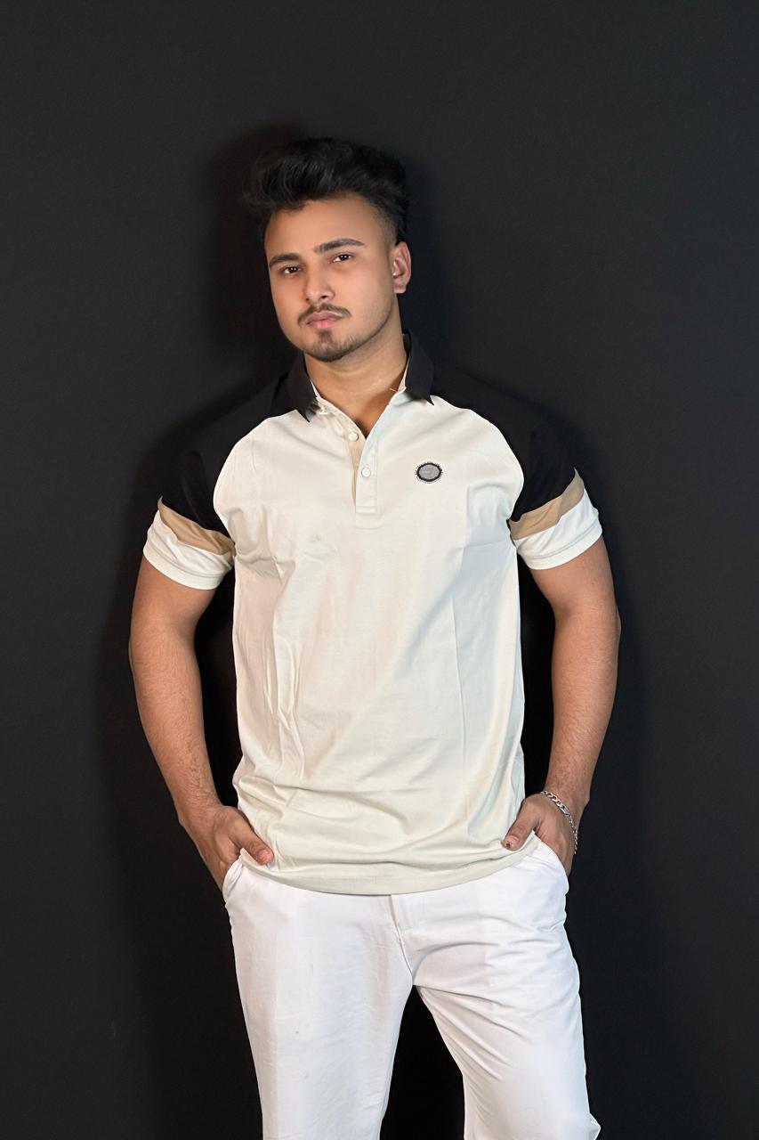 ক্রিম কালার পোলো টি-শার্ট-CLV